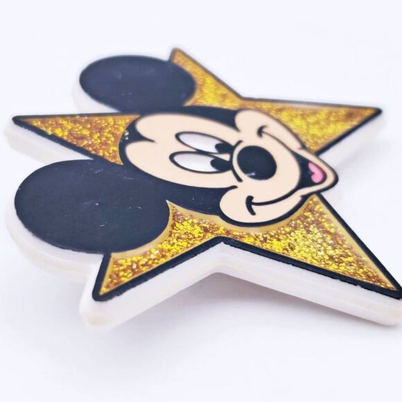 Disney's Mickey Mouse Rare Vintage Gold Glitter Star Pin! - Picture 4 of 6